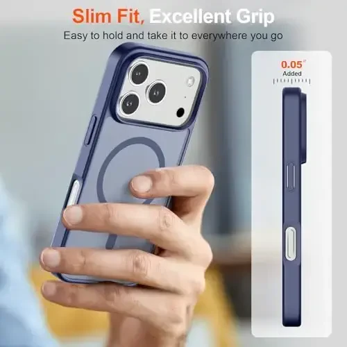 SUPFINE Magnetic for iPhone 17 Pro Max Case (MagSafe bilan mos keladi) (Harbiy darajadagi tushishdan himoya) Yarim shaffof mat zarbga chidamli barmoq izlariga qarshi telefon qopqog'i 2025, Lavanda kulrang - 7