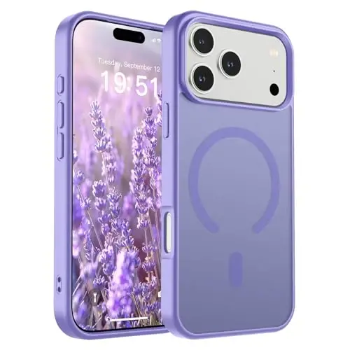 SUPFINE Magnetic for iPhone 17 Pro Max Case (MagSafe bilan mos keladi)(Harbiy darajadagi tushishdan himoya) Yarim oʻtkazgichli mat zarbga chidamli barmoq izlariga qarshi telefon qopqogʻi 2025, Binafsha 