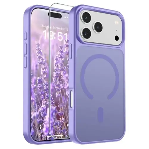 SUPFINE Magnetic for iPhone 17 Pro Max Case (MagSafe bilan mos keladi)(Harbiy darajadagi tushishdan himoya) Yarim oʻtkazgichli mat zarbga chidamli barmoq izlariga qarshi telefon qopqogʻi 2025, Binafsha - 1
