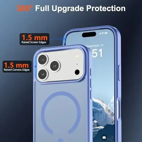 SUPFINE Magnetic for iPhone 17 Pro Max Case (MagSafe bilan mos)(Harbiy darajadagi tushishdan himoya) Translucent Matte zarbga chidamli, barmoq izlariga qarshi telefon qopqog'i 2025, ko'k binafsha - 4