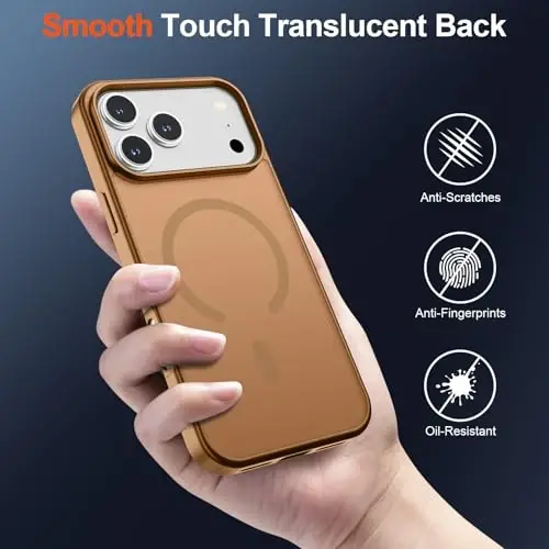 SUPFINE Magnetic for iPhone 17 Pro Max Case (MagSafe bilan mos)(Harbiy darajadagi tushishdan himoya) Yarim shaffof matli zarbga chidamli barmoq izlariga qarshi telefon qopqog'i 2025, Jigarrang - 6