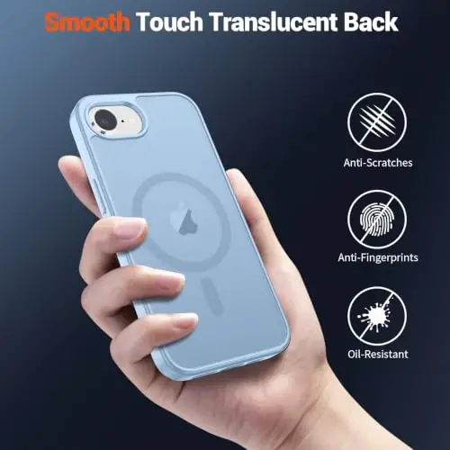 SUPFINE Magnetic for iPhone 17e Case/iPhone 16e Case Glacier Blue | With Screen Protector, Translucent Matte, Compatible with MagSafe, Military Grade Drop Proof, Rugged Shockproof Protective - 6