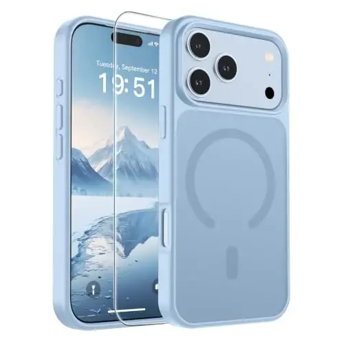 SUPFINE Magnetic for iPhone 18 Pro Case/iPhone 17 Pro Case Glacier Blue | With Screen Protector, Translucent Matte, Compatible with MagSafe, Military Grade Drop Proof, Rugged Shockproof Protective - 1