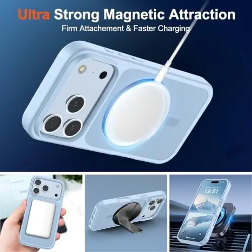 SUPFINE Magnetic for iPhone 18 Pro Case/iPhone 17 Pro Case Glacier Blue | With Screen Protector, Translucent Matte, Compatible with MagSafe, Military Grade Drop Proof, Rugged Shockproof Protective - 5