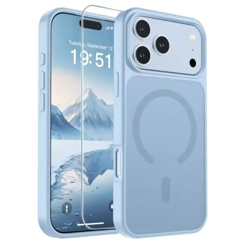 SUPFINE Magnetic for iPhone 18 Pro Max Case/17 Pro Max Case Glacier Blue | With Screen Protector, Translucent Matte, Compatible with MagSafe, Military Grade Drop Proof, Rugged Shockproof Protective - 1
