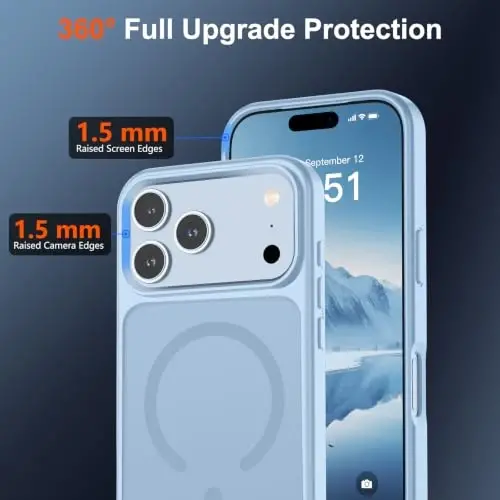 SUPFINE Magnetic for iPhone 18 Pro Max Case/17 Pro Max Case Glacier Blue | With Screen Protector, Translucent Matte, Compatible with MagSafe, Military Grade Drop Proof, Rugged Shockproof Protective - 4