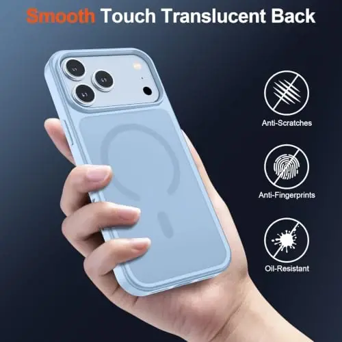 SUPFINE Magnetic for iPhone 18 Pro Max Case/17 Pro Max Case Glacier Blue | With Screen Protector, Translucent Matte, Compatible with MagSafe, Military Grade Drop Proof, Rugged Shockproof Protective - 6