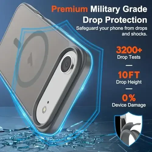 SUPFINE Magnetic for iPhone Air Case (Compatible with MagSafe)(Military Grade Drop Protection) Slim Translucent Matte Shockproof with Anti-Fingerprint Phone Cover for 17 Air 2025,Gray - 3