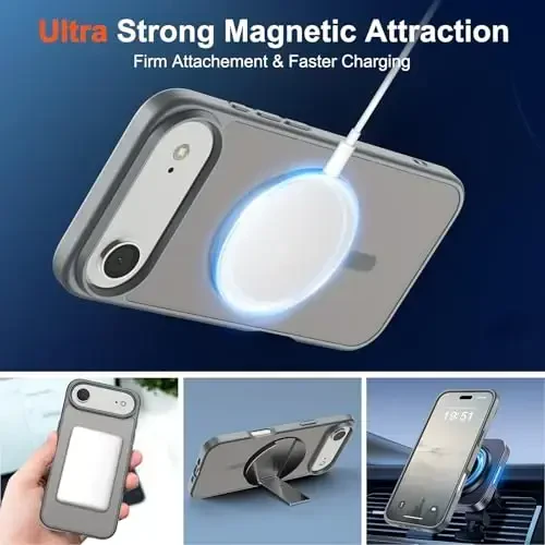 SUPFINE Magnetic for iPhone Air Case (Compatible with MagSafe)(Military Grade Drop Protection) Slim Translucent Matte Shockproof with Anti-Fingerprint Phone Cover for 17 Air 2025,Gray - 5