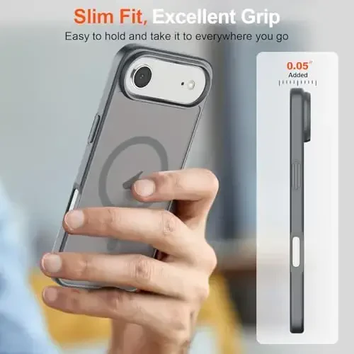 SUPFINE Magnetic for iPhone Air Case (Compatible with MagSafe)(Military Grade Drop Protection) Slim Translucent Matte Shockproof with Anti-Fingerprint Phone Cover for 17 Air 2025,Gray - 7