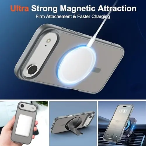 SUPFINE Magnetic for iPhone Air Case (Compatible with MagSafe)(Military Grade Drop Protection) Slim Translucent Matte Shockproof with Anti-Fingerprint Phone Cover for 17 Air 2025,Gray - 5
