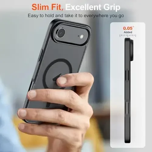 SUPFINE Magnetic for iPhone Air Case (Compatible with MagSafe)(Military Grade Drop Protection) Slim Translucent Matte Shockproof with Anti-Fingerprint Phone Cover for 17 Air, Black - 7