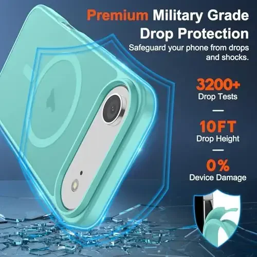 SUPFINE Magnetic for iPhone Air Case (Compatible with MagSafe)(Military Grade Drop Protection) Slim Translucent Matte Shockproof with Anti-Fingerprint Phone Cover for 17 Air,Blue Green - 3