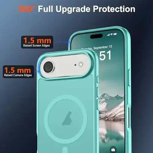 SUPFINE Magnetic for iPhone Air Case (Compatible with MagSafe)(Military Grade Drop Protection) Slim Translucent Matte Shockproof with Anti-Fingerprint Phone Cover for 17 Air,Blue Green - 4