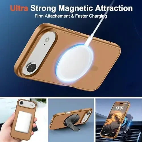 SUPFINE Magnetic for iPhone Air Case (Compatible with MagSafe)(Military Grade Drop Protection) Slim Translucent Matte Shockproof with Anti-Fingerprint Phone Cover for 17 Air,Brown - 5