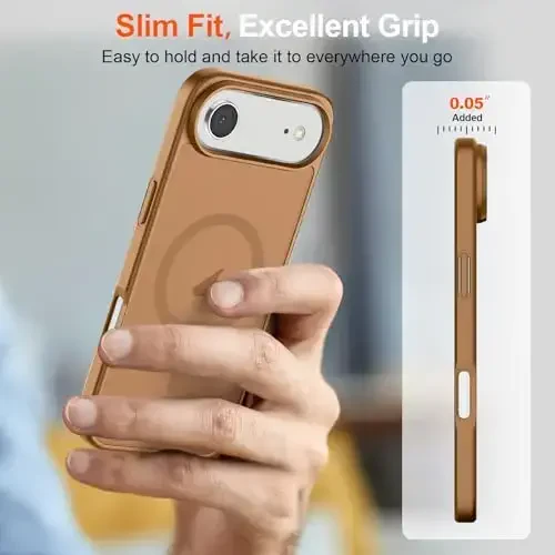 SUPFINE Magnetic for iPhone Air Case (Compatible with MagSafe)(Military Grade Drop Protection) Slim Translucent Matte Shockproof with Anti-Fingerprint Phone Cover for 17 Air,Brown - 7