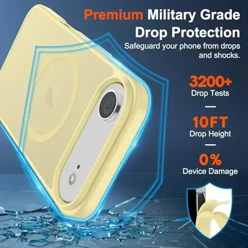 SUPFINE Magnetic for iPhone Air Case (Compatible with MagSafe)(Military Grade Drop Protection) Slim Translucent Matte Shockproof with Anti-Fingerprint Phone Cover for 17 Air,Buttercream Yellow - 3