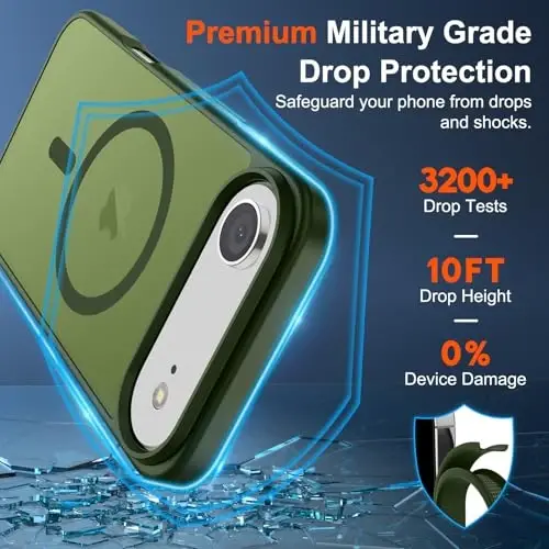 SUPFINE Magnetic for iPhone Air Case (Compatible with MagSafe)(Military Grade Drop Protection) Slim Translucent Matte Shockproof with Anti-Fingerprint Phone Cover for 17 Air,Cangling Green - 3