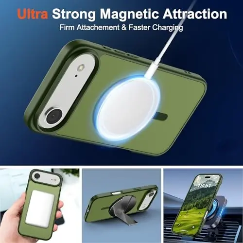 SUPFINE Magnetic for iPhone Air Case (Compatible with MagSafe)(Military Grade Drop Protection) Slim Translucent Matte Shockproof with Anti-Fingerprint Phone Cover for 17 Air,Cangling Green - 5