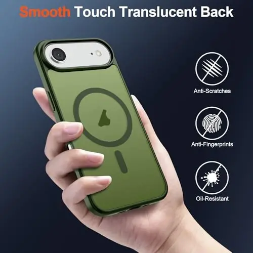 SUPFINE Magnetic for iPhone Air Case (Compatible with MagSafe)(Military Grade Drop Protection) Slim Translucent Matte Shockproof with Anti-Fingerprint Phone Cover for 17 Air,Cangling Green - 6