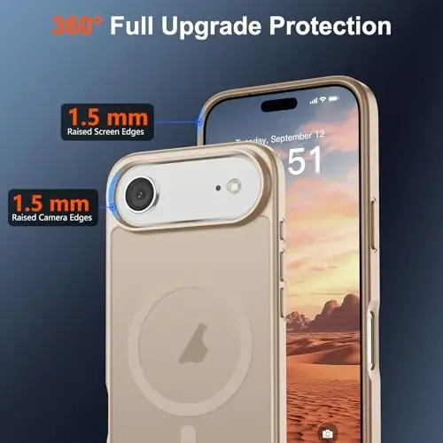 SUPFINE Magnetic for iPhone Air Case (Compatible with MagSafe)(Military Grade Drop Protection) Slim Translucent Matte Shockproof with Anti-Fingerprint Phone Cover for 17 Air,Desert Gold - 4