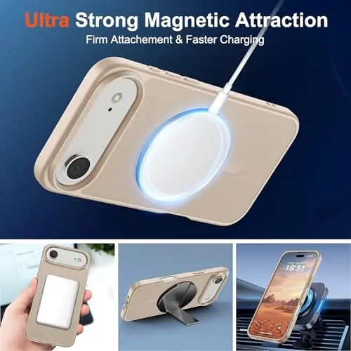 SUPFINE Magnetic for iPhone Air Case (Compatible with MagSafe)(Military Grade Drop Protection) Slim Translucent Matte Shockproof with Anti-Fingerprint Phone Cover for 17 Air,Desert Gold - 5