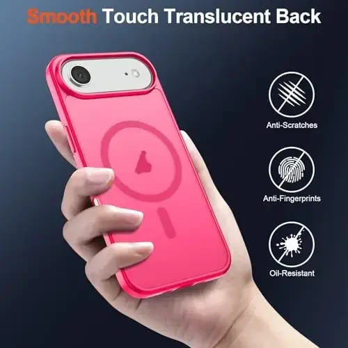 SUPFINE Magnetic for iPhone Air Case (Compatible with MagSafe)(Military Grade Drop Protection) Slim Translucent Matte Shockproof with Anti-Fingerprint Phone Cover for 17 Air,Hot Pink - 6