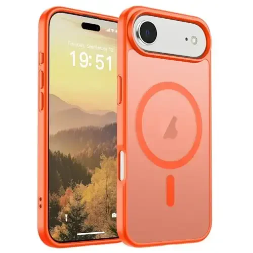 SUPFINE Magnetic for iPhone Air Case (Compatible with MagSafe)(Military Grade Drop Protection) Slim Translucent Matte Shockproof with Anti-Fingerprint Phone Cover for 17 Air,Orange - 1