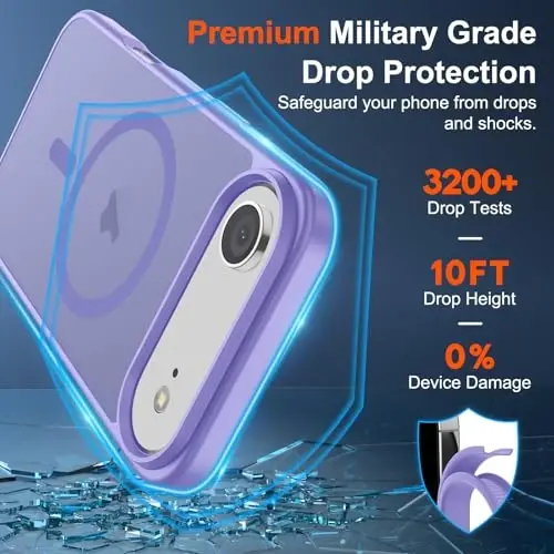 SUPFINE Magnetic for iPhone Air Case (Compatible with MagSafe)(Military Grade Drop Protection) Slim Translucent Matte Shockproof with Anti-Fingerprint Phone Cover for 17 Air,Purple - 3