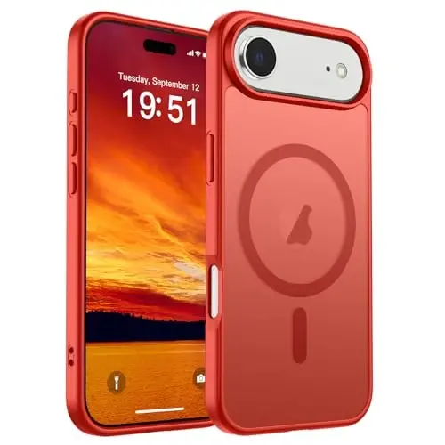 SUPFINE Magnetic for iPhone Air Case (Compatible with MagSafe)(Military Grade Drop Protection) Slim Translucent Matte Shockproof with Anti-Fingerprint Phone Cover for 17 Air,Red - SUPFINE