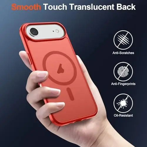 SUPFINE Magnetic for iPhone Air Case (Compatible with MagSafe)(Military Grade Drop Protection) Slim Translucent Matte Shockproof with Anti-Fingerprint Phone Cover for 17 Air,Red - 6