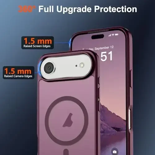 SUPFINE Magnetic for iPhone Air Case (Compatible with MagSafe)(Military Grade Drop Protection) Slim Translucent Matte Shockproof with Anti-Fingerprint Phone Cover for 17 Air,Wine Red - 4