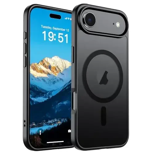 SUPFINE Magnetic for iPhone Air Case (MagSafe bilan mos) (Harbiy darajadagi tushishdan himoya) Yengil yarim shaffof matli zarbga chidamli, barmoq izlariga qarshi telefon qopqog'i 17 Air, qora uchun - SUPFINE