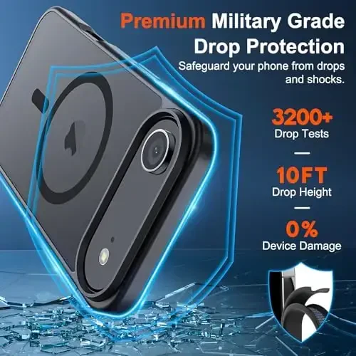 SUPFINE Magnetic for iPhone Air Case (MagSafe bilan mos) (Harbiy darajadagi tushishdan himoya) Yengil yarim shaffof matli zarbga chidamli, barmoq izlariga qarshi telefon qopqog'i 17 Air, qora uchun - 3