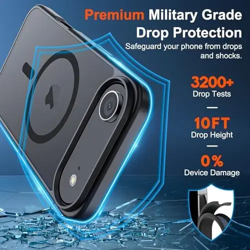 SUPFINE Magnetic for iPhone Air Case (MagSafe bilan mos) (Harbiy darajadagi tushishdan himoya) Yengil yarim shaffof matli zarbga chidamli, barmoq izlariga qarshi telefon qopqog'i 17 Air, qora uchun - 3