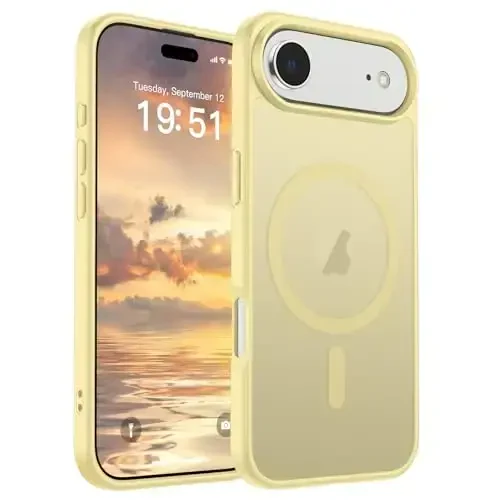 SUPFINE Magnetic for iPhone Air Case (MagSafe bilan mos) (Harbiy darajadagi tushishdan himoya) Yengil yarim shaffof matli zarbga chidamli, barmoq izlariga qarshi telefon qopqog'i 17 Air,Sariq sariyog' uchun 