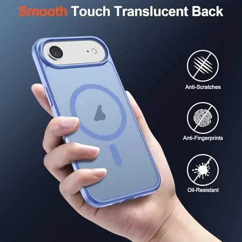 SUPFINE Magnetic for iPhone Air Case (MagSafe bilan mos) (Harbiy darajadagi tushishdan himoya) Yupqa yarim shaffof mat zarbga chidamli, barmoq izlariga qarshi telefon qopqog'i 17 Air, Moviy Binafsha - 6