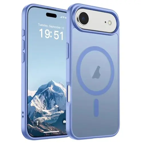 SUPFINE Magnetic for iPhone Air Case (MagSafe bilan mos) (Harbiy darajadagi tushishdan himoya) Yupqa yarim shaffof mat zarbga chidamli, barmoq izlariga qarshi telefon qopqog'i 17 Air, Moviy Binafsha 