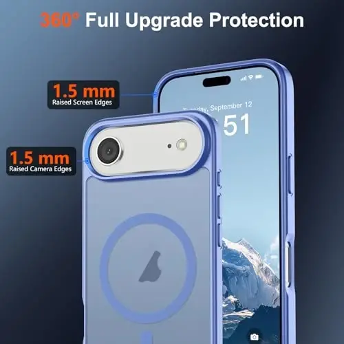 SUPFINE Magnetic for iPhone Air Case (MagSafe bilan mos) (Harbiy darajadagi tushishdan himoya) Yupqa yarim shaffof mat zarbga chidamli, barmoq izlariga qarshi telefon qopqog'i 17 Air, Moviy Binafsha - 4