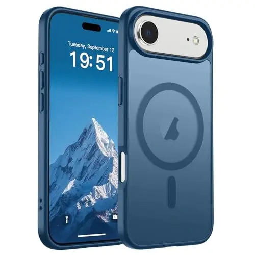 SUPFINE Magnetic for iPhone Air Case (MagSafe bilan mos) (Harbiy standartga mos tushishdan himoya) Yupqa yarim shaffof mat zarbga chidamli, barmoq izlariga qarshi telefon qopqog'i 17 Air, to'q ko'k 