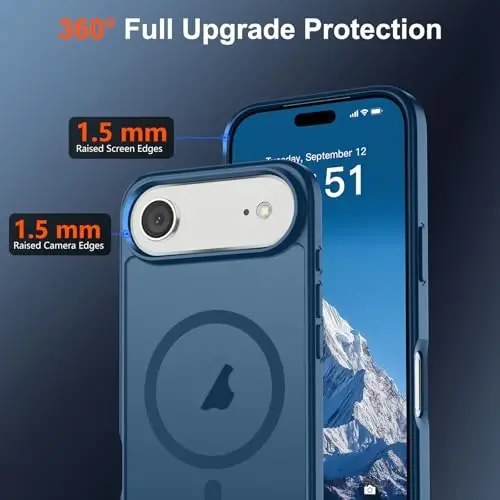 SUPFINE Magnetic for iPhone Air Case (MagSafe bilan mos) (Harbiy standartga mos tushishdan himoya) Yupqa yarim shaffof mat zarbga chidamli, barmoq izlariga qarshi telefon qopqog'i 17 Air, to'q ko'k - 4