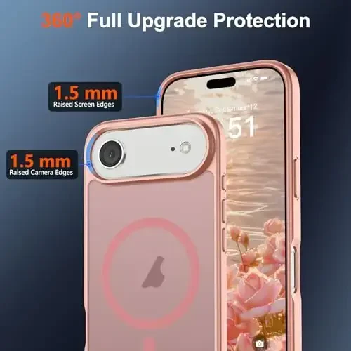 SUPFINE Magnetic for iPhone Air Case (MagSafe bilan mos keladi) (Harbiy darajadagi tushishdan himoya) Yupqa yarim shaffof mato zarbga chidamli barmoq izlariga qarshi telefon qopqog'i 2025, Pushti - 3