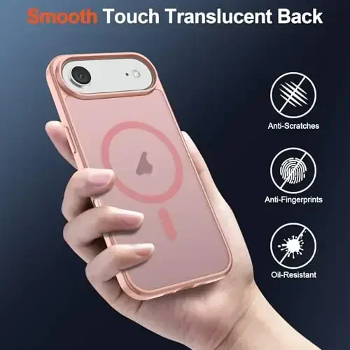 SUPFINE Magnetic for iPhone Air Case (MagSafe bilan mos keladi) (Harbiy darajadagi tushishdan himoya) Yupqa yarim shaffof mato zarbga chidamli barmoq izlariga qarshi telefon qopqog'i 2025, Pushti - 5