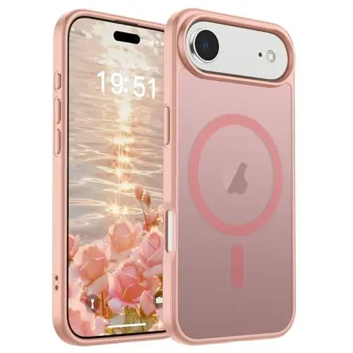 SUPFINE Magnetic for iPhone Air Case (MagSafe bilan mos keladi) (Harbiy darajadagi tushishdan himoya) Yupqa yarim shaffof mato zarbga chidamli barmoq izlariga qarshi telefon qopqog'i 2025, Pushti 