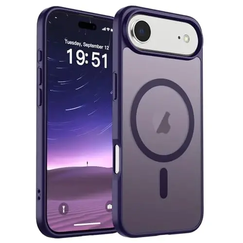 SUPFINE Magnetic for iPhone Air Case (MagSafe bilan mos)(Harbiy standartdagi zarbadan himoya) Yupqa yarim shaffof mat zarbga chidamli barmoq izlariga qarshi telefon qopqog'i 17 Air, To'q binafsha uchun - SUPFINE
