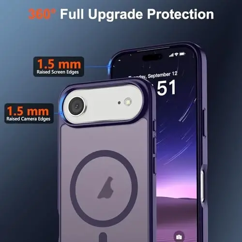 SUPFINE Magnetic for iPhone Air Case (MagSafe bilan mos)(Harbiy standartdagi zarbadan himoya) Yupqa yarim shaffof mat zarbga chidamli barmoq izlariga qarshi telefon qopqog'i 17 Air, To'q binafsha uchun - 4