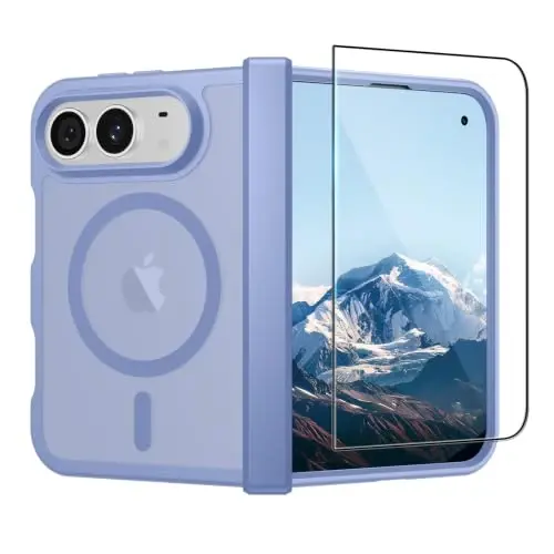SUPFINE Magnetic for iPhone Duo Case Blue Purple with Full Hinge Potection | With Screen Protector, Translucent Matte, Compatible with MagSafe, Military Grade Drop Proof, Rugged Shockproof Protective - 1