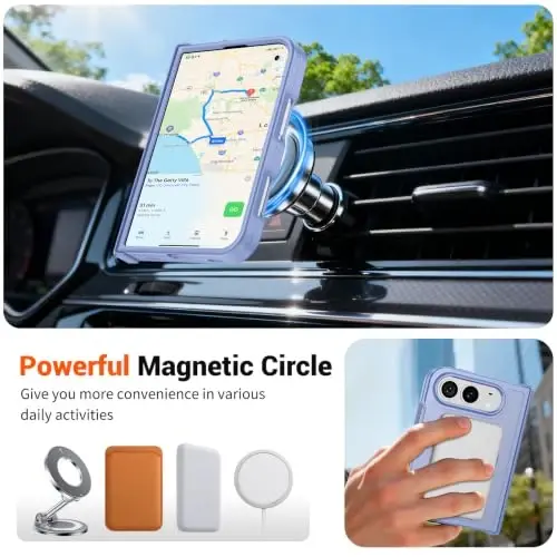 SUPFINE Magnetic for iPhone Duo Case Blue Purple with Full Hinge Potection | With Screen Protector, Translucent Matte, Compatible with MagSafe, Military Grade Drop Proof, Rugged Shockproof Protective - 3