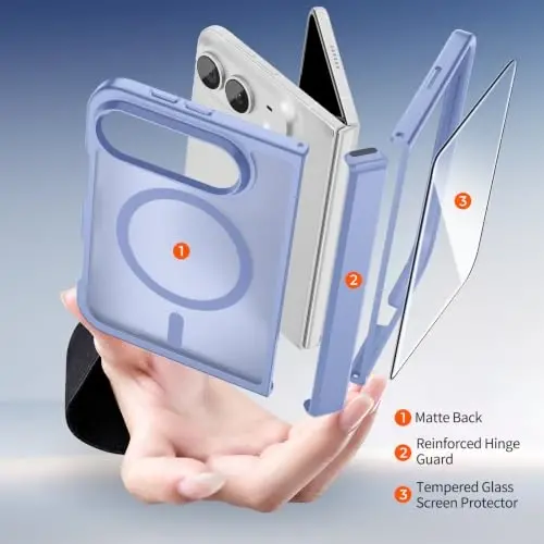 SUPFINE Magnetic for iPhone Duo Case Blue Purple with Full Hinge Potection | With Screen Protector, Translucent Matte, Compatible with MagSafe, Military Grade Drop Proof, Rugged Shockproof Protective - 4