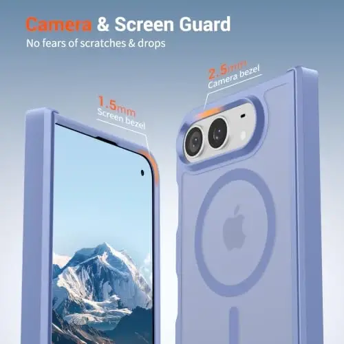 SUPFINE Magnetic for iPhone Duo Case Blue Purple with Full Hinge Potection | With Screen Protector, Translucent Matte, Compatible with MagSafe, Military Grade Drop Proof, Rugged Shockproof Protective - 6